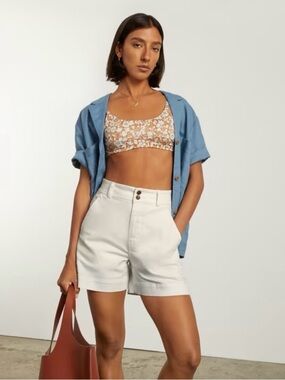 Everlane White High-Waist Twill Shorts